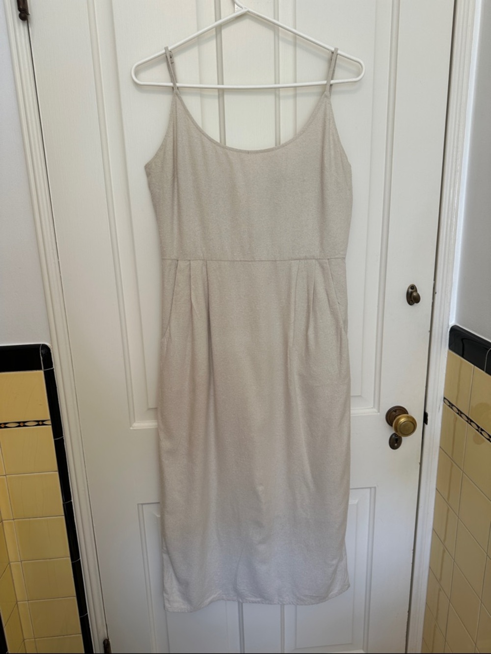 Jenni Kayne Ivory Raw Silk Spaghetti Strap “Rove” Dress Size M - Picture 2 of 11